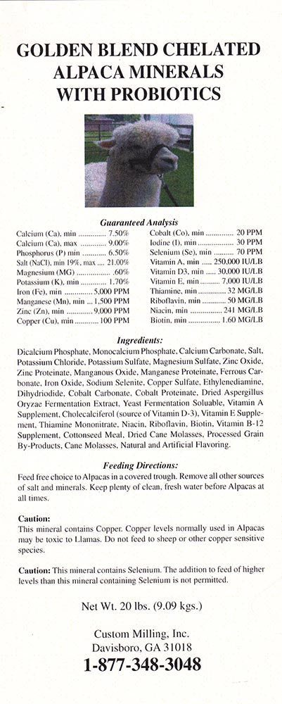 Golden Blend Chelated Alpaca Minerals with Probiotics